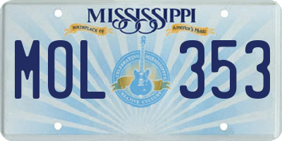 MS license plate MOL353