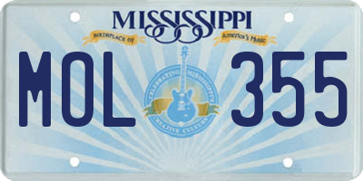 MS license plate MOL355