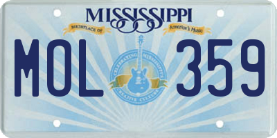MS license plate MOL359