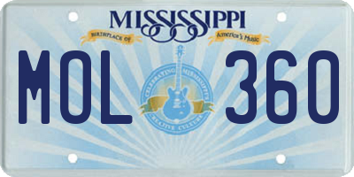 MS license plate MOL360
