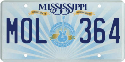 MS license plate MOL364