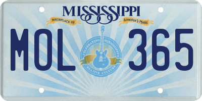 MS license plate MOL365