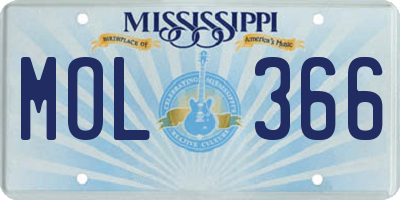 MS license plate MOL366
