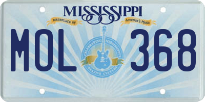 MS license plate MOL368