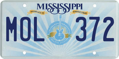 MS license plate MOL372
