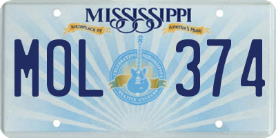 MS license plate MOL374