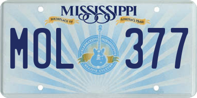 MS license plate MOL377