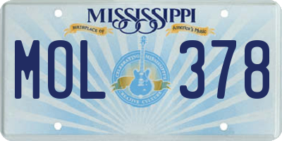 MS license plate MOL378