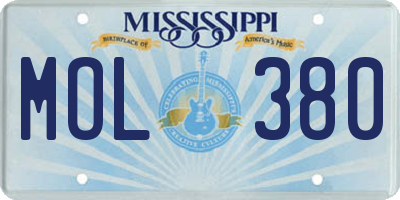 MS license plate MOL380