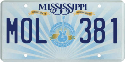 MS license plate MOL381