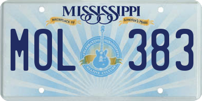 MS license plate MOL383