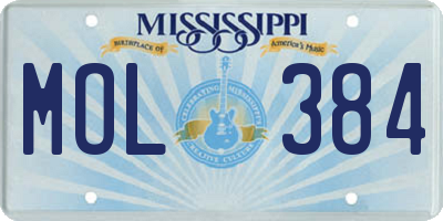 MS license plate MOL384
