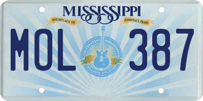 MS license plate MOL387
