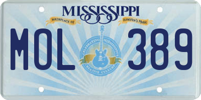 MS license plate MOL389