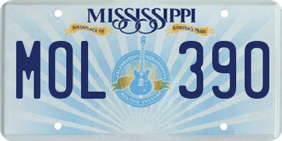 MS license plate MOL390