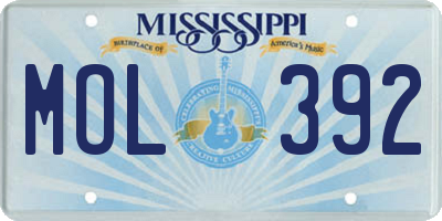 MS license plate MOL392
