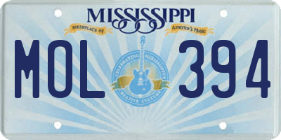 MS license plate MOL394