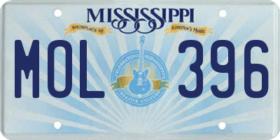 MS license plate MOL396