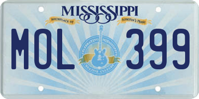 MS license plate MOL399