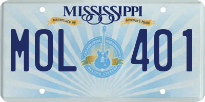 MS license plate MOL401