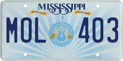 MS license plate MOL403