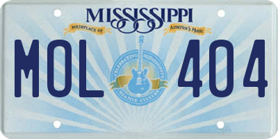 MS license plate MOL404