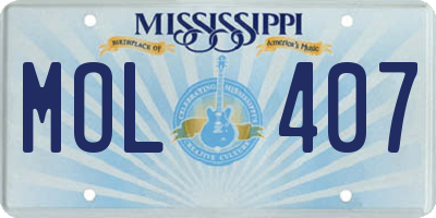MS license plate MOL407