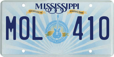 MS license plate MOL410