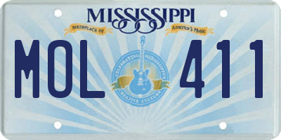 MS license plate MOL411