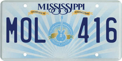 MS license plate MOL416