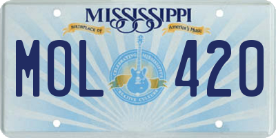 MS license plate MOL420