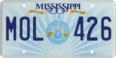 MS license plate MOL426