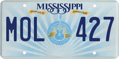 MS license plate MOL427