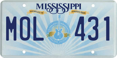 MS license plate MOL431