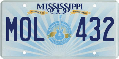 MS license plate MOL432