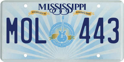 MS license plate MOL443