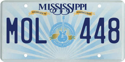 MS license plate MOL448