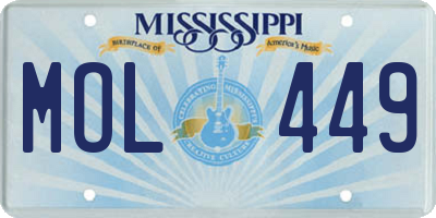 MS license plate MOL449