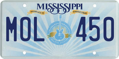 MS license plate MOL450
