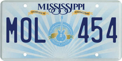 MS license plate MOL454
