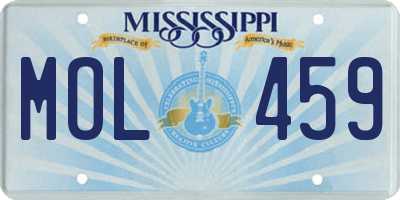 MS license plate MOL459