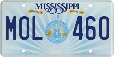MS license plate MOL460