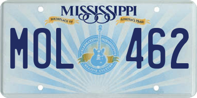 MS license plate MOL462