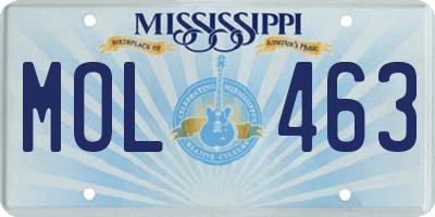 MS license plate MOL463