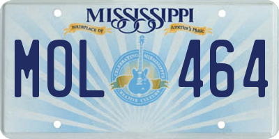MS license plate MOL464