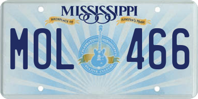 MS license plate MOL466