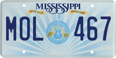 MS license plate MOL467