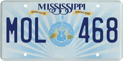 MS license plate MOL468