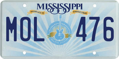 MS license plate MOL476
