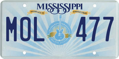 MS license plate MOL477